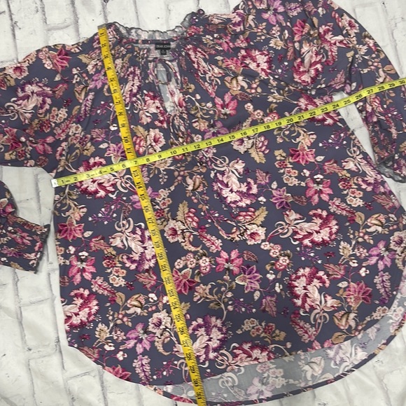 Dear John Blouse Floral Peasant Tie Front Ruffled Collar Smocked Balloon Sleeves - Picture 12 of 12